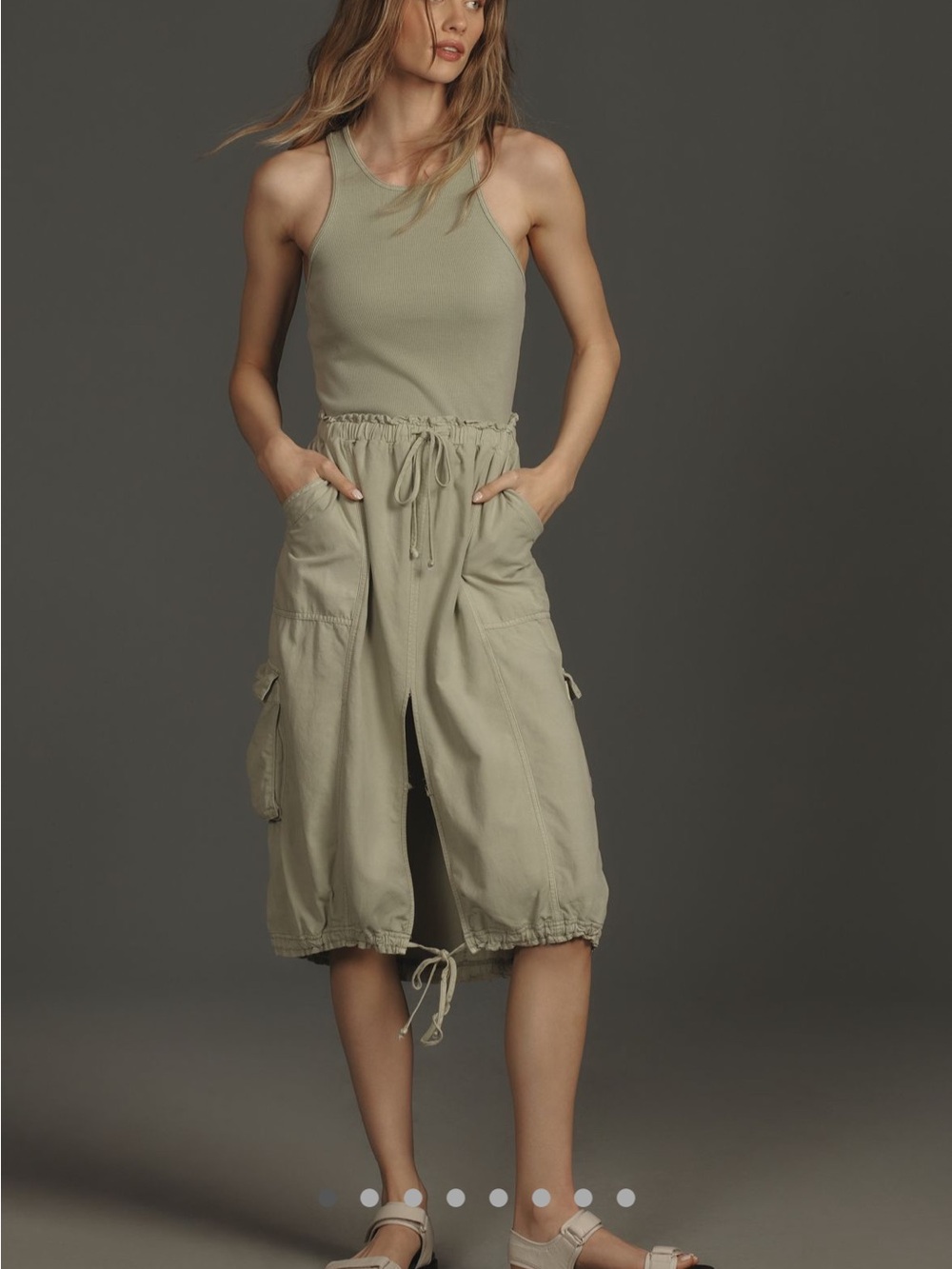 Anthropologie Olive Green Midi Utility Dress